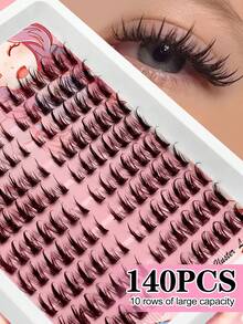 Bộ 140 sợi mi giả, 10 hàng, tự nhiên và chân thực, kiểu Châu Âu và Mỹ 3 bước, mi Wet Mango Lashes, mi giả 3D đan chéo, mi giả tự nhiên cho cosplay hoạt hình, dụng cụ trang điểm, mi cong và dày hàng ngày, mềm mại và không gây kích ứng, có thể tái sử dụng, quà tặng ngày Valentine, kèm cọ kẻ lông mày dùng một lần (tùy chọn). - CC - Xem 3