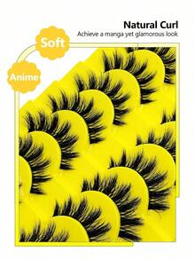 10 Pairs Manga Spiky Lashes Natural Soft Clear Band Comic Styles Eyelashes Anime Look Eyelash Wispy Strip Manga Look False Eyelashes Perfect For Daily Use Reusable - Lông mi Manga nhọn - Xem 6