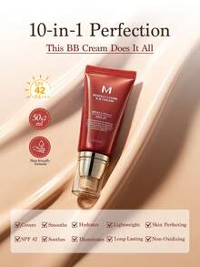 Missha 全效遮瑕BB霜，抗衰老SPF42 - MISSHA M完美遮瑕，50毫升 - 持久全效遮瑕，保湿滋润，打造完美肌肤妆容，CC霜，美白保湿霜，节日必备，玫瑰少女魅力，圣诞礼物，返校季、新娘妆、夏季妆容、情人节妆容、度假妆容的时尚彩妆品牌 - 21號淺米色 - 查看 3