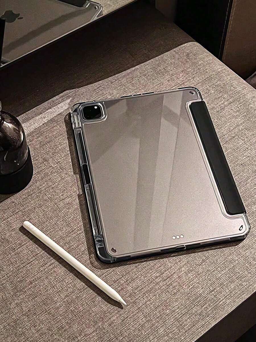 1個 白無地 エレガントな純白アクリル 透明クリスタルクリアプロテクティブケース iPad対応 スリープ/ウェイク機能付き - チェックする 1