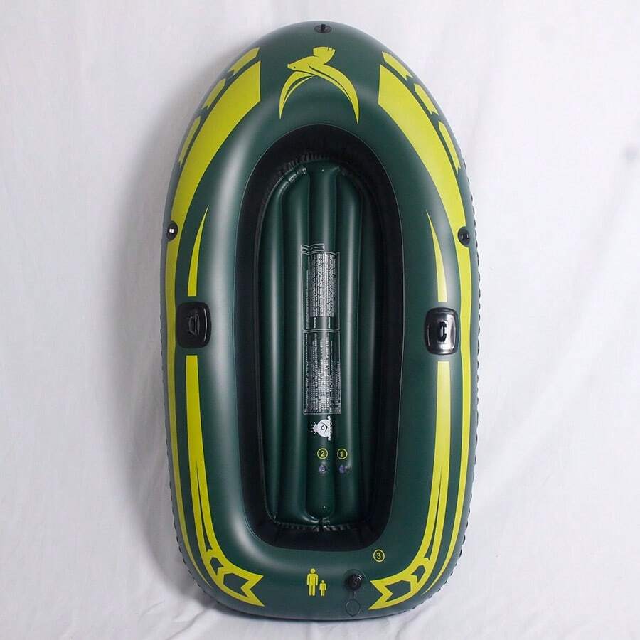 1pc Green Inflatable Boat, Thick PVC Fishing Boat, Kayak, Portable Assault Boat, Suitable For Pool, Beach, Holiday Essential - Military Green Single Boat 188 - View 1