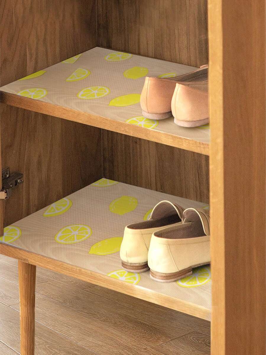 1 Roll Lemon Pattern Thickened Shelf Liner For Kitchen Cabinets Non-Adhesive Drawer Liner Non-Slip Cupboard Liner Washable EVA Refrigerator Liner Easy To Cut Fridge Mat(30*150cm)