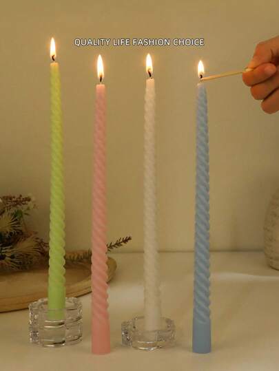 4pcs/Set Morandi Gradient Taper Candle Home Romantic Wedding Candlelight Dinner Smoke Free Colored Rod Wax Perfect Gift, Daily Decorations, Home Decoration, Home Decor Item, Holiday Decoration,Valentine's Decoration, Gifts, Room Decor, Home Decor, Candle, Decor, Home Accessories
