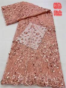 Tela de encaje floral 3D blanca y azul africana hecha a mano de alta calidad 2026, con bordado de lentejuelas, adecuada para fiestas y bodas, 5 yardas/1 pieza, rojo - A - Ver 7