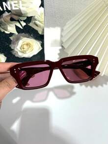 1 Pair Cat Eye Shaped Fashion Glasses, Retro Personalized, Versatile Casual Elegant, Suitable For Daily Wear, Back To School, Vacation, College Style, Summer Beach Outfit, An Ideal Accessory For Women - 3982 Burgundy - View 5