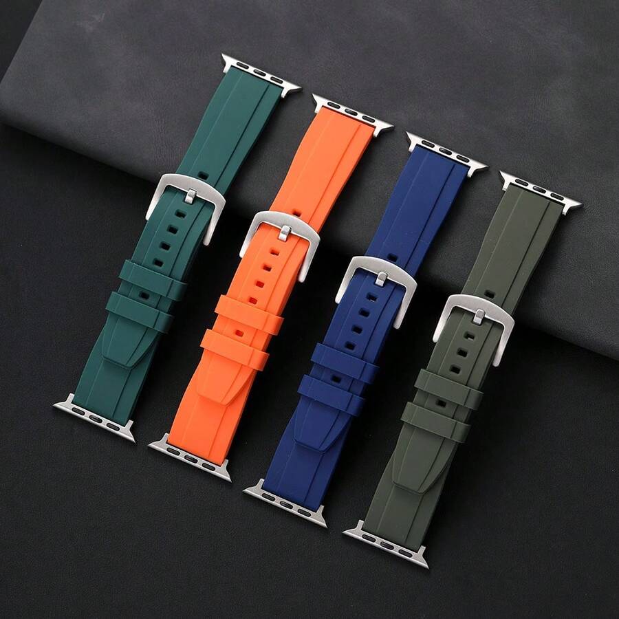 Dây đeo đồng hồ silicon dành cho nam và nữ, tương thích với Apple Watch Series 1-11 Ultra SE, tương thích với 38-49mm, thoải mái khi đeo trong công việc. - Không khuôn - Xem 1