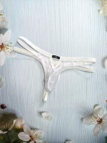 DomiGe 1pc Soft Mesh Low-Waist Sexy Thong Underwear For Men - White - View 2