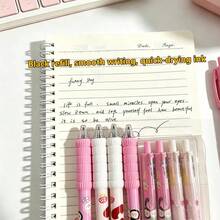 Bộ 4 bút bi bấm màu đen 0.5mm, thiết kế hoạt hình đáng yêu, viết trơn tru, mực khô nhanh, vật dụng cần thiết cho năm học mới. - Nhiều màu - Xem 5