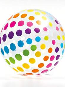 Ballon de plage gonflable à pois & rayures - Fabriqué en matériau PVC durable, ce ballon de plage d'été présente un design ludique avec des pois et des rayures arc-en-ciel. Idéal pour les décorations de fête à la piscine et les jeux d'eau - multicolore - Voir 10