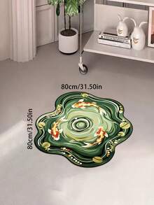 1件装不对称绿色锦鲤图案创意客厅地垫，卧室装饰，家居休闲地毯，装饰地毯，可水洗地毯 - 多色 - 查看 17