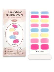 Sweet And Lively Dopamine-Style Gradient Polka Dot Semi-Cured Gel Nail Wraps, 16 Pieces, Designed With Macaron Candy Color Gradients, Long-Lasting Durability, Perfectly Suitable For Daily Commutes, Weekend Gatherings, Travels With Versatile Matching Styles, Effortlessly Create Vibrant Nail Looks, An Ideal Gift For Girls - Multicolor - View 8