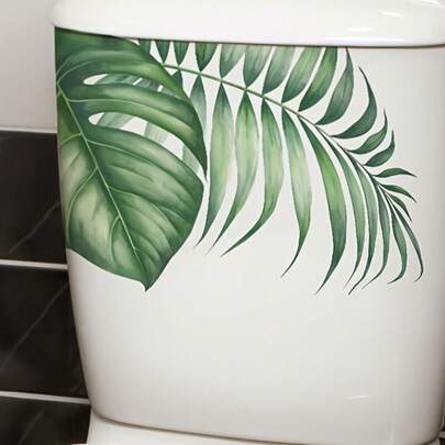 1 miếng dán hình lá xanh cho bồn cầu, decal dán nắp bình nước, dễ dán và dễ gỡ, trang trí nhà cửa cho phòng tắm, phòng ngủ, cửa kính, tường, tạo không gian ấm cúng.
