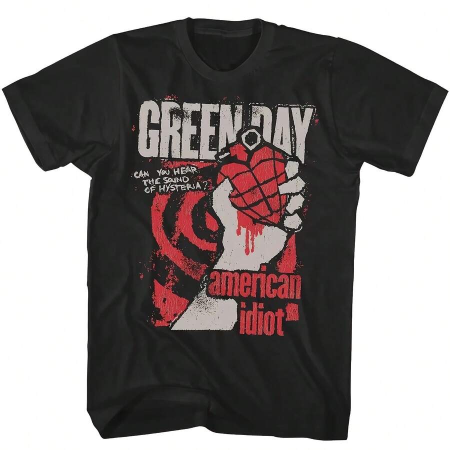 Greens Day American Idiots Hysteria T Shirt Rock Music Classic Band Tee Oversized Short-Sleeved Fashion Street Top - 款式 - 查看 1