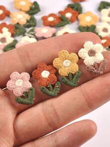 20pcs 1.4x2.2cm Multi-Color Floral Trim Fabric Patches, No Adhesive Backing, DIY Craft Materials Suitable For Bags, Clothing, Hair Clips, Decorations, Sewing Accessories - Multicolor Mixing - View 4