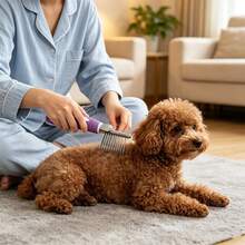 Dematting Comb For Dogs Cats, Pet Grooming Brush With Rounded Stainless Steel Teeth, Anti-Slip Handle Dog Hair Detangler Tool, No Scratch Grooming Comb For Removing Tangles, Mats & Loose Fur, Fits Long & Short Haired Pets - View 8