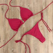 Halter Neck Solid Color Three-Piece Bikini Sexy Swimsuit For Women, Adjustable Strap, Available In Multiple Colors - White (with Breast Pads) - View 10
