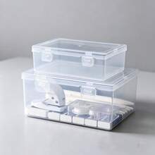 4 piezas Caja de almacenamiento multifuncional para joyas y cosméticos, a prueba de polvo y humedad con tapa, transparente, apilable (accesorios no incluidos) - Blanco - Ver 7