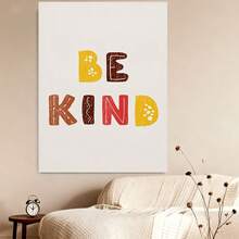 Con marco 1 pieza, Decoración de Habitación Infantil , Impresión de Sé Amable, Póster de Cita Positiva Colorida, Estilo Bohemio para Sala de Juegos - Adecuado para Granja, Sala de Estar, Dormitorio, Cocina, Baño, Oficina, Café de Hotel - Impresión de Arte Minimalista Contemporáneo - Enmarcado - Ver 4
