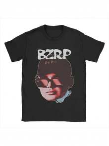 Black Printed T-Shirt With A Hip-Hop Street Style Design, Suitable For Everyday Casual Wear, Concerts, And Music Festivals. - Black - View 6