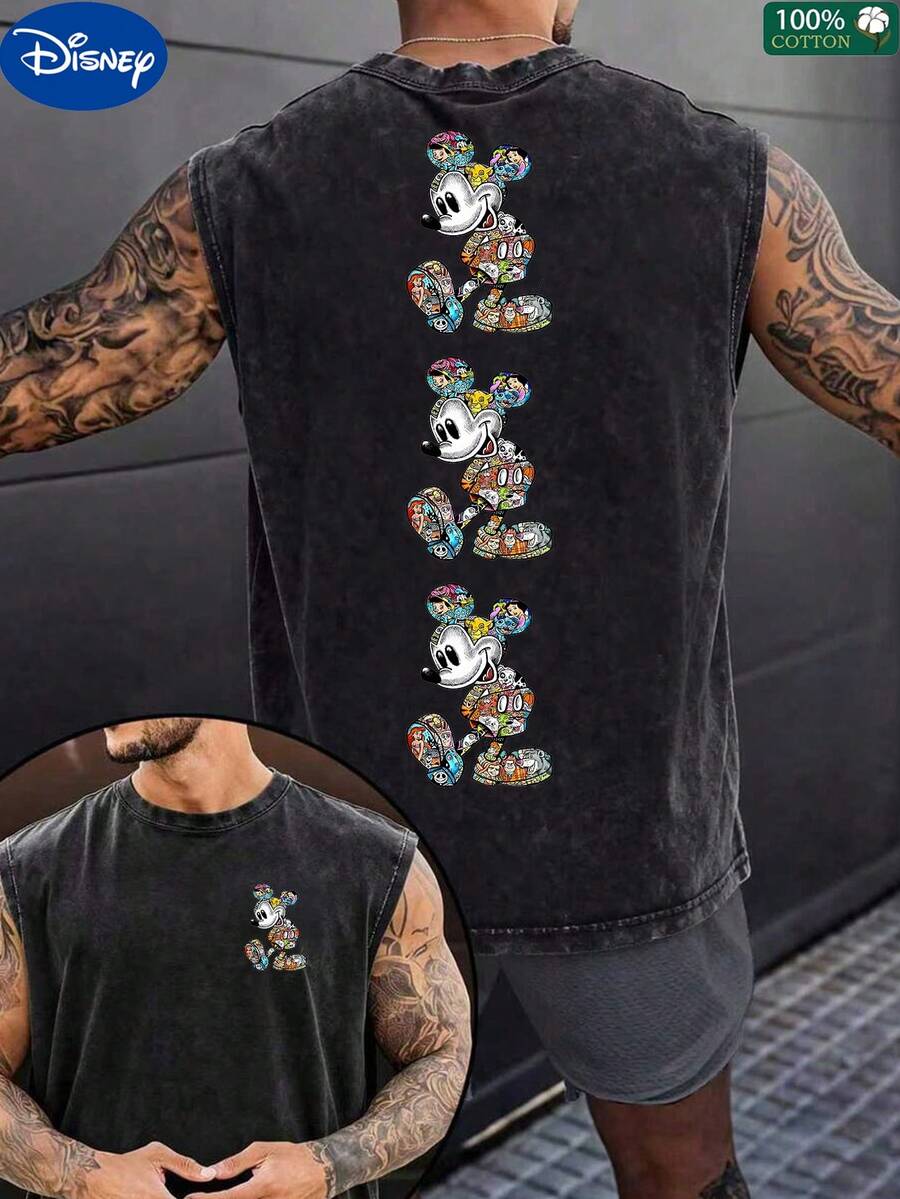 Disney-Licensed 100% Cotton Men's Vest Featuring A Colourful Mickey Mouse Print. This Casual, Comfortable Crew-Neck Vest Is Breathable And Lightweight, Making It Ideal For Both Sport And Leisure. With A Relaxed Fit, It Makes A Great Gift And Is Perfect For Travel And Parties.Disney T Shirt - màu đen - Xem 1