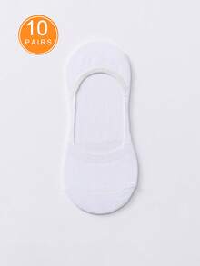 10/20 piezas Calcetines de barco simples y personalizados de colores aleatorios, calcetines invisibles antideslizantes de silicona, adecuados para uso diario, hogar, oficina, regalo casual de Navidad - Multicolor - Ver 10
