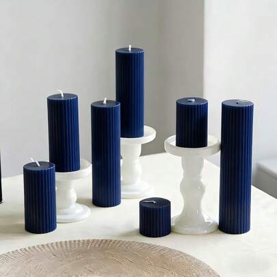 1pc Gear-Shaped Cylindrical Candle - Diameter 5cm, Height 5-20cm - Handmade Large Ripple Soy Wax Scented Candle, Suitable For Home Decor, Wedding, Bedroom, Birthday, Valentine's Day, Mother's Day, Thanksgiving, Dining Table Ambiance, Holidays And Gifts For Friends And Ladies (White, Pink, Red, Black, Light Blue, Coffee)