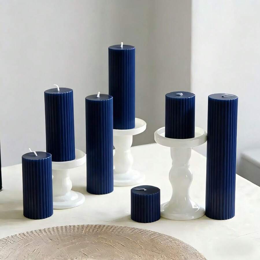 1件大號條紋圓柱形柱狀蠟燭，直徑1.97英吋，高度1.97-7.87英吋，手工大豆蠟香氛蠟燭，無煙居家臥室裝飾，婚禮餐桌擺飾，全年適用女士禮物