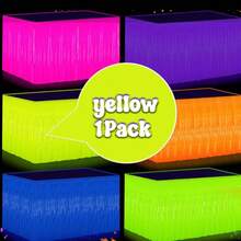 Glow Party Supplies, Neon Party Decorations Luminous Macaron Purple-Red Wavy Metallic Foil Tassel Table Skirt, Suitable For Glow Party, Birthday Decoration - Multicolor - View 23