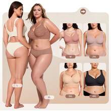 Jelly Bras For Women No Underwire Wireless Support Lift Full Coverage Plus Size Comfort Seamless Bra - Leopard Coffee - View 5