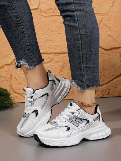 2026 New Women's Breathable Mesh Thick Sole Platform Sneakers, Suitable For All Seasons, Comfortable Casual Sports Chunky Sneakers