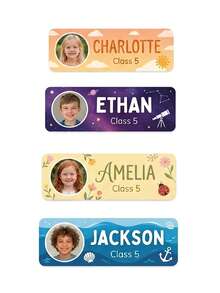 30pcs/60pcs/120pcs Customized Photo And Text Name Labels, Personalized Water Bottle Stickers, Custom Name Labels, Cute Theme Daycare Labels - Model 5 - View 10