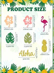 600/200/100/10片裝 熱帶夏威夷 Aloha 亮片紙屑，閃亮火烈鳥鳳梨龜背葉扶桑花剪紙，夏季 Luau 派對桌面散佈裝飾，海灘主題生日、單身派對、婚禮、Tiki 派對、Luau、夏季聚會裝飾 - 多色 - 查看 9