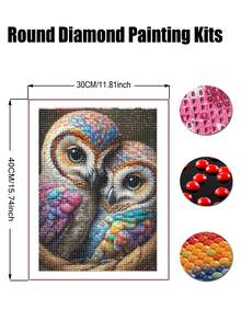 Kits de peintures de diamants de famille de hiboux pour débutants, kits d'arts de diamants à forage rond complet pour adultes, peinture de hibou par diamant, peinture de diamant 5D DIY point par point, pour la décoration murale de la maison - diamant rond - Voir 3