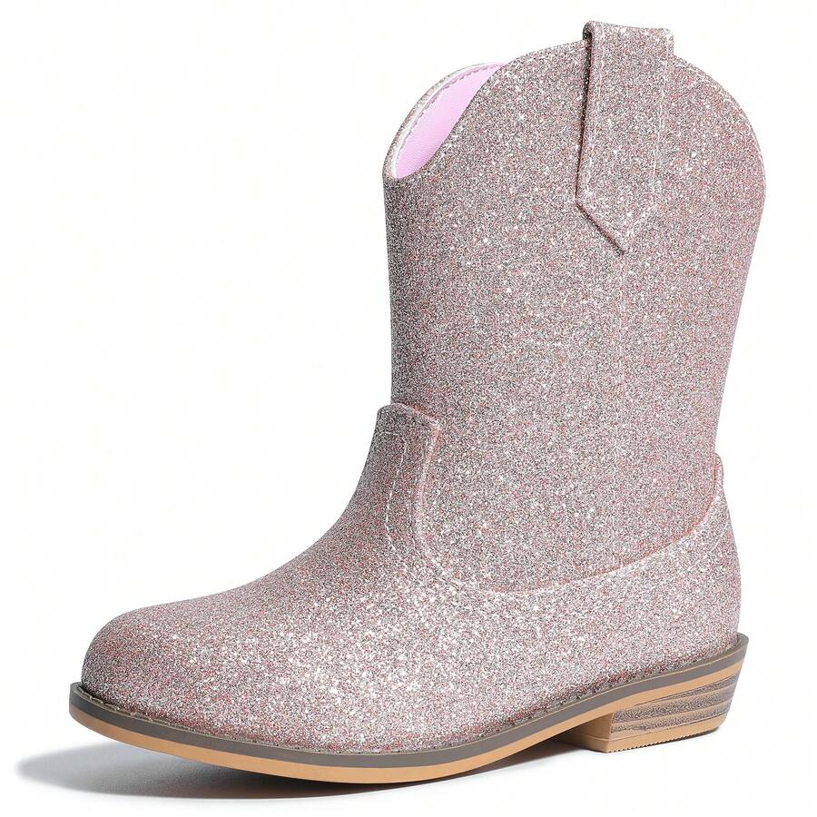 Kids Western Boots - Easy Slip-On Comfort, Faux Leather Upper, Durable Sole For School & Playdates, ClassicPicks Cowboy Style Boots - Pink - View 1