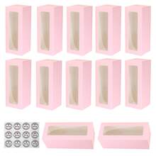 Cajas de regalo para panadería, 22 x 8 x 8 cm Cajas para galletas, cajas para tartas, magdalenas, donas y pasteles (rosa) - Ver 9