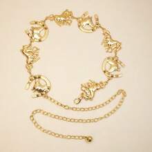 1pc Vintage Floral Metal Boho Western Style Double Horseshoe Buckle Belt For Women, Suitable For Summer Casual, Outdoor, School, Autumn, Halloween - A - View 13