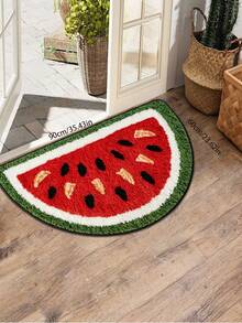 1pc Semi-Circle Watermelon & Fruit Pattern Floor Mat, Suitable For Bathroom And Living Room Decor, Funny Design, Bathroom Mat, Bathroom Rug, Doormat, Small Rug, Carpet, Mat, Home Decor, Area Rug, Outdoor Mat, Bedroom Carpet, Washable Rug - A - View 15