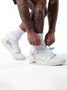 Nike Giày bóng rổ cổ cao retro Jordan * Virgil Abloh Archive Alaska Air Jordan 1 High OG dành cho nam, kiểu dáng thời trang, đa năng, mềm mại và thoải mái, màu trắng. - trắng - Xem 2