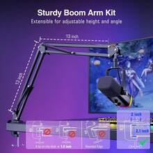 FIFINE AM8 Podcast Microphone Kit, Gaming Microphone With Stand, XLR/USB Microphone Set For Computer/PC/XLR Mixer, Dynamic Microphone With Stand, Control Knob, Mute Button, Gain Knob, For Podcasting, Vocals, Streaming, Recording, Voice-Over - FIFINE AM8T (Global Version) - Black - View 9