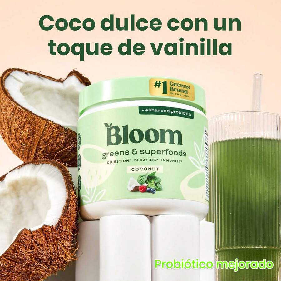 Florverduras Nutritional And Superfood Powder For Digestive Health, Vegetable Powder, Digestive Enzymes, Probiotics, Spirulina, Chlorella For Bloating And Intestinal Support, Green Juice, 30 SVG - coconut - 查看 1