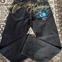 2026 Vintage Statue Of Liberty Diamonds Jeans Casual Denim Pants High Waist Straight Wide Leg Jeans Harajuku Y2k 2000s Women Clothing Summer Outfits For Women Summer Clothes Vacation Outfits Women Spring Outfits For Women Leggings Business Casual Woman - 1 - 查看 1
