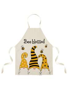 1 pièce Tablier à motif d'abeille de bande dessinée imprimé sur un seul côté, tablier de cuisine unisexe à attacher au cou, tablier de protection pour la cuisine et la cuisine, décoration de maison - Multicolore - Voir 8