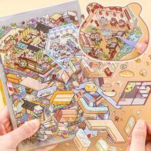 3D场景贴纸书，包含20张场景卡片、30张宠物材质贴纸，创意治愈贴纸书，舒缓压力场景，无需裁剪，培养手工技能，缓解压力，增加剪贴簿制作乐趣 - 造景貼紙本 - 查看 5