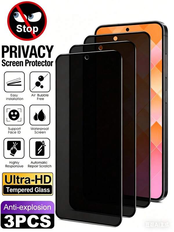 3 Miếng Dán Màn Hình Cường Lực Chống Nhìn Trộm Tương Thích Với Dòng Điện Thoại /Honor Chống Nổ Chống Trộm Xước Độ Cứng 9H Dễ Dán Bảo Vệ Riêng Tư Khi Sử Dụng Ở Văn Phòng/Tàu Điện Ngầm Tương Thích Với Ốp Điện Thoại Không Bọt Khí Mịn Khảm Dầu Tự Động Hấp Thụ Miếng Dán Bảo Vệ Không Hỗ Trợ Nhận Diện Vân Tay [Phiên Bản Quốc Tế, Không Phải Phiên Bản Địa Phương]