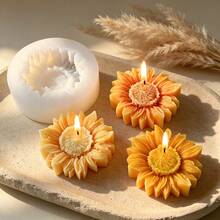 1pc Sunflower Silicone Candle Mold For 3D Aromatherapy DIY, Soap, Clay, Plaster, Epoxy Resin Crafting, Festival Gifts - White - View 5