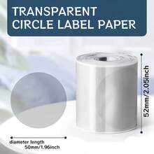 Etiquetas adhesivas térmicas transparentes redondas de 2 pulgadas compatibles con códigos QR, códigos de barras, etiquetas de nombre - Hojas de papel térmico transparente adecuadas para pequeños negocios, oficina, hogar, etiquetado, inventario, recibos - Ver 4