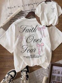 Women's Short Sleeve Crew Neck T-Shirt With Pink Bow Graphic Print - Casual Everyday Wear, Sport And Fitness, For All Seasons (Perfect For Valentine's Day) 100% Cotton - 白色 - 查看 11