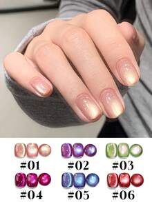 12ml 2026 Seasonal Dazzling Rainbow Fruit-Colored Light Dopamine Dual-Light Purple-Blue Light Skin-Tone Crystal Glass Bead Whitening Icy Transparent Light Gold Cat-Eye Gel Nail Polish. Nail Art Salon And Beauty Care, Long-Lasting With UV Lamp. - Multicolor - View 3