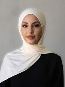 1 buc. Hijab din jerseu pentru femei, hijab modal, pânză transpirată, culoare uni, mătăsoasă, moale, confortabilă, eșarfă respirabilă, eșarfă pentru cap, turban din jerseu, șal eșarfă 180 cm * 70 cm, potrivit pentru zi cu zi, în aer liber, rugăciune, închinare - alb - Vizualizare 1