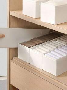 1/3/6pcs Foldable White Drawer Storage Boxes Set, Multi-Size Fabric Organizer Bins For Wardrobe, Drawers, Vanity, Underwear, Socks And Small Items - White - View 6